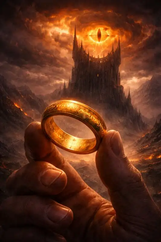 J.R.R. Tolkiens „Der Herr der Ringe“ Buchcover, epische Fantasy-Trilogie über Helden, Abenteuer, Freundschaft und den Kampf gegen das Böse.