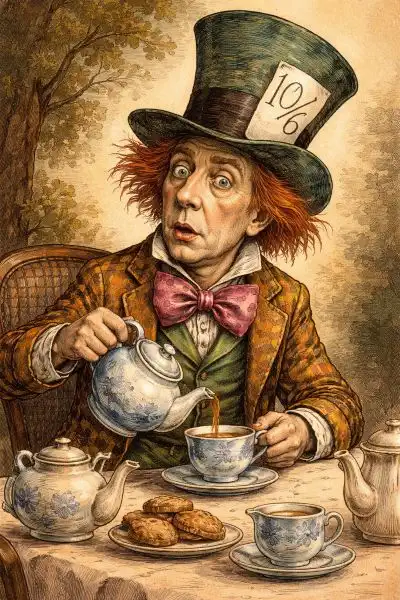 Illustration des Mad Hadder aus Alice im Wunderland