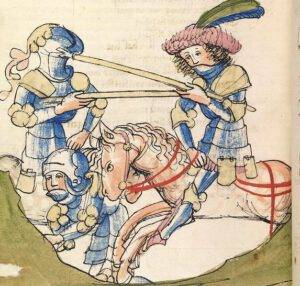 Parzival trifft auf Artus und seine Hofgesellschaft.