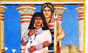 Eine machtvolle Allianz der Antike: Caesar und Cleopatra. Abbildung: Kris Waldherr: The Lover’s Path Tarot.