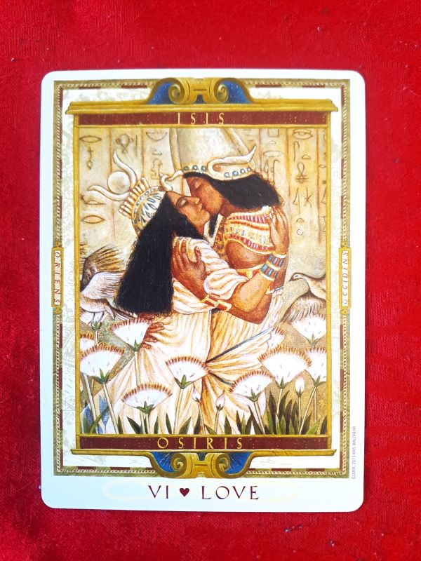 Die Karte zeigt als Bildarchiv der Weltliteratur Isis und Osiris als Die Liebenden.