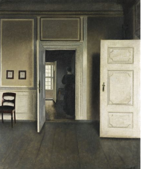 30. Interior, Strandgade 30, by Vilhelm Hammershoi. 1901. Canvas, 66 by 55 cm. (Städel Museum, Frankfurt am Main).