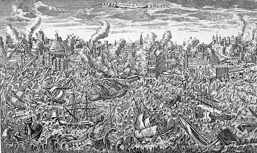 Unbekannter Autor, Public domain, via Wikimedia Commons. Online: https://commons.wikimedia.org/wiki/File:1755_Lisbon_earthquake.jpg.